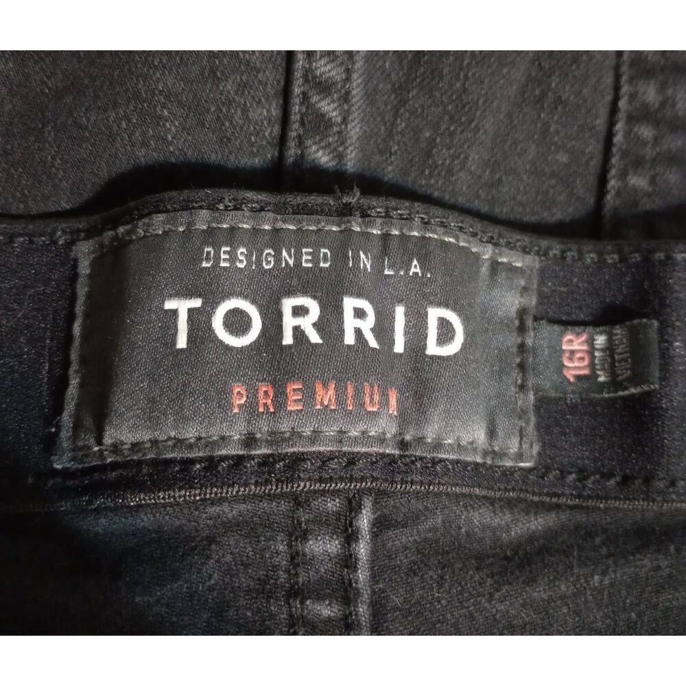 Torrid Jeans Ladies 16R Black Skinny High Rise‎ Distressed Comfort Waist - Picture 6 of 10